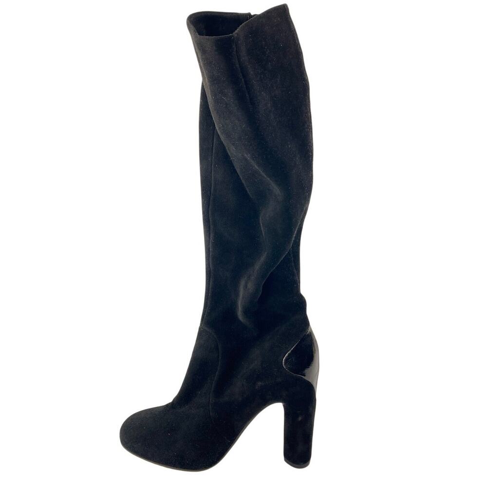 Roberto Del Carlo Women's Black Suede Leather Round Toe Zip Up Tall Boots Size 6